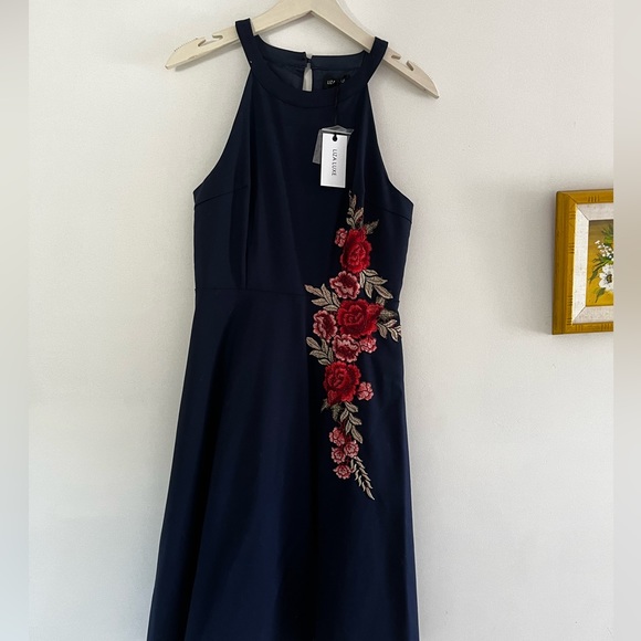 Liza Luxe ModCloth navy embroidered dress NWT - Picture 3 of 14